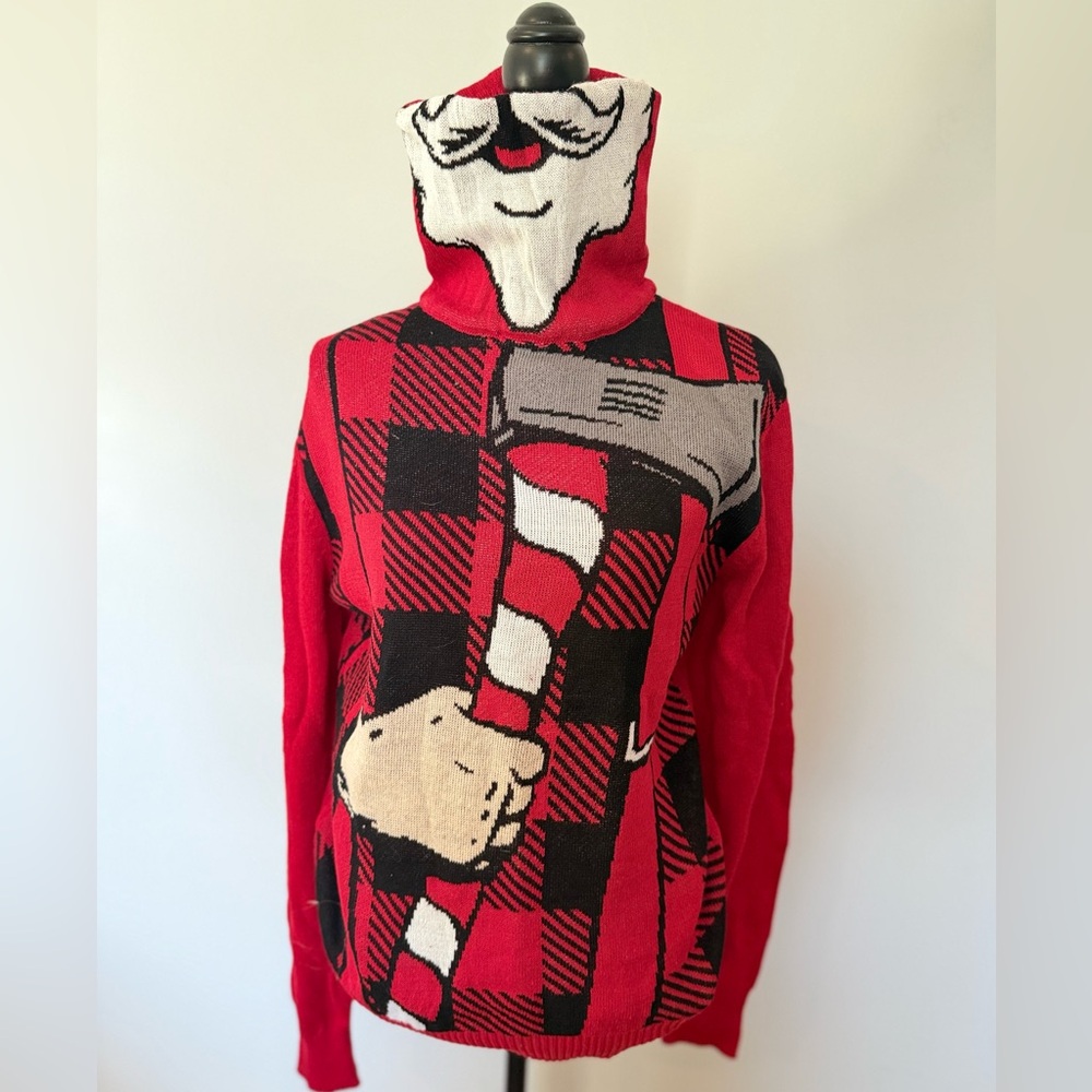Red Checkered Santa Ugly Christmas Sweater